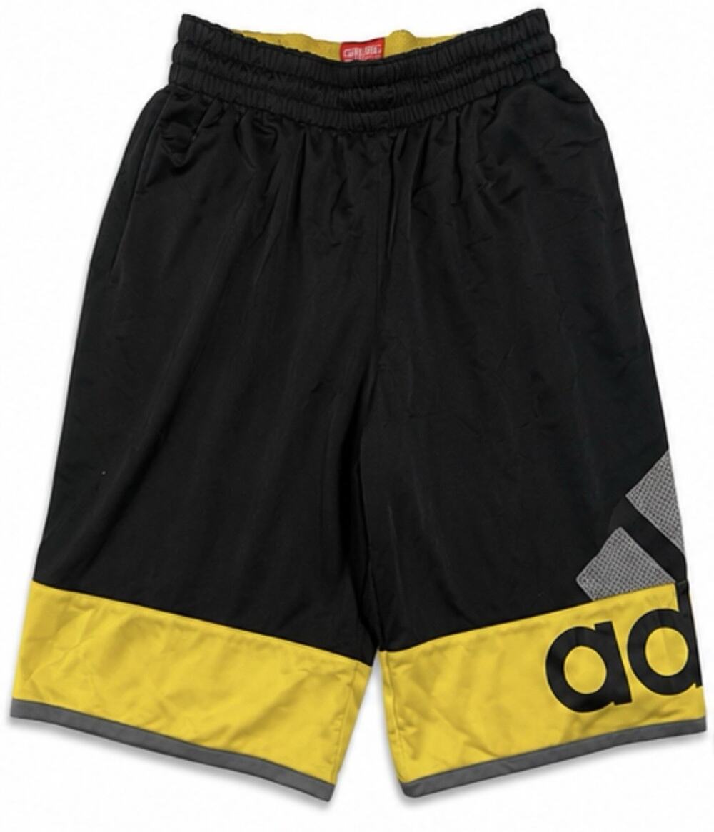 Adidas Basketball Shorts Men’s Medium Black Yellow Athletic Mesh Drawstring M